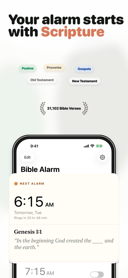Bible Alarm Scripture alarm screen