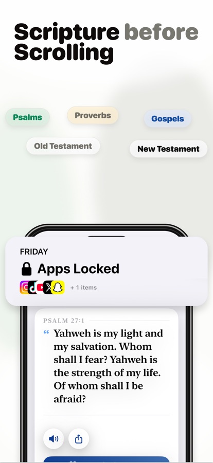 Bible Focus Scripture before scrolling screen